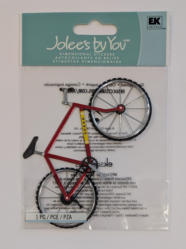 Jolee’s Large Red Bicycle Bike Scrapbooking Embellishment