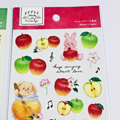Kawaii Apple Sticker Set (2 Sheets) Japanese Stationery GAIA Made in Japan