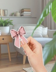 Pink Bow Die Cut Vinyl Stickers Set Scrapbooking Laptop Waterbottle