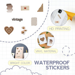 120Pcs Vintage Stickers, Waterproof Scrapbook Aesthetic Sticker, Daily Planne…