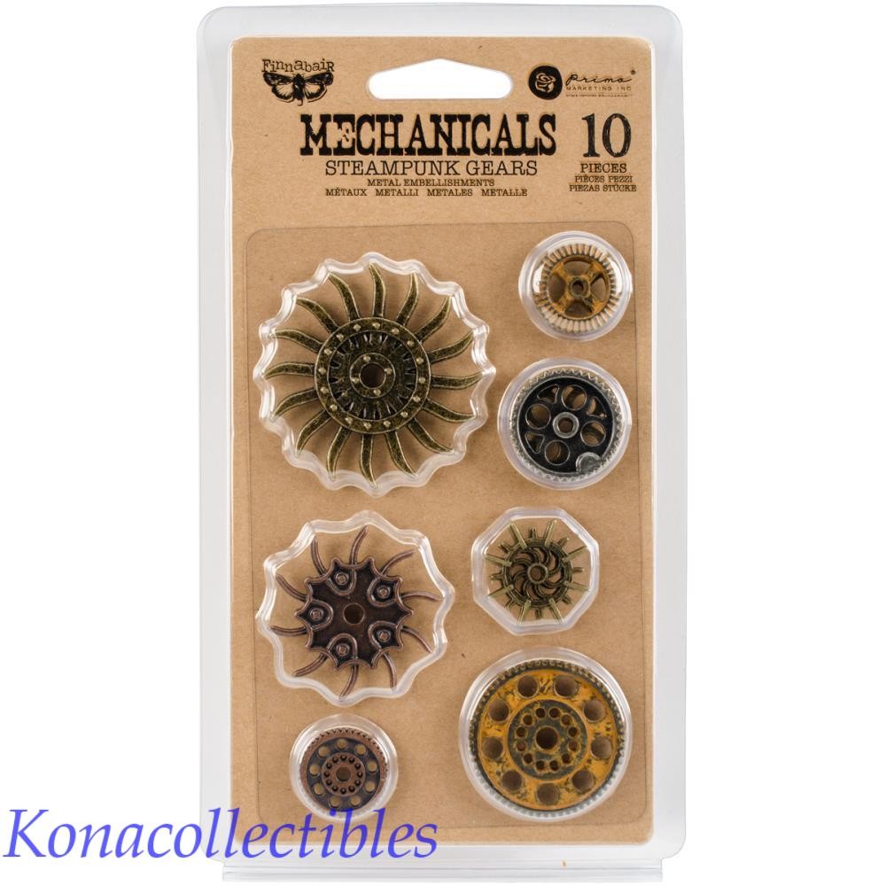 Prima Finnabair Mechanicals Metal Embellishments-Steampunk GEARS 10 pkg