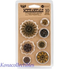 Prima Finnabair Mechanicals Metal Embellishments-Steampunk GEARS 10 pkg