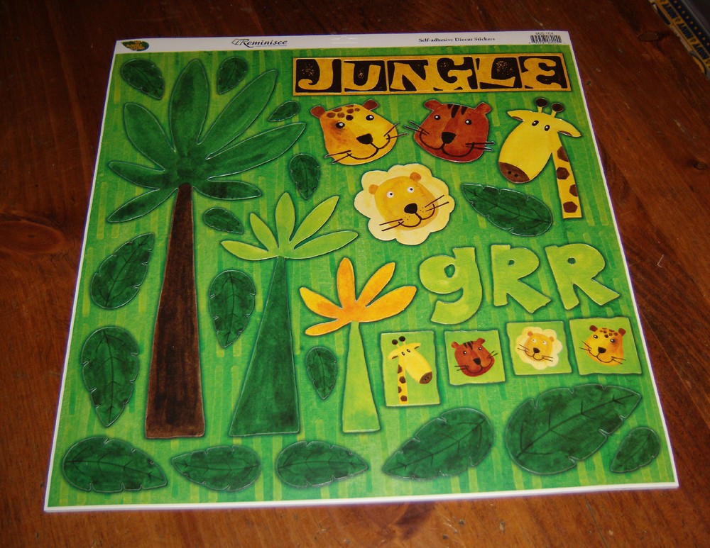 Reminisce Die Cut Icon Stickers ~ 12×12 Sheet. My Jungle Safari.