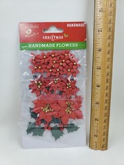 CR5 Lot Of 3 Christmas Poinsettia Embellishments For Cards Or Scrapbooking Lot A