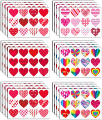 32 Sheets Heart Stickers, 384 Pcs Valentines Day Stickers for Kids, Holiday Stic