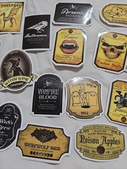 Lot Of Halloween Potion Bottle Label Stickers Journal Collage Apothacary Book
