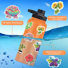 Stickers for Water Bottles 200 Pcs VSCO Sticker Packs Flower and Plant Theme Wat