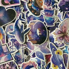 10 Multicolor vinyl Sticker Pack – Fantasy & Magic Theme Scrapbooking Designs