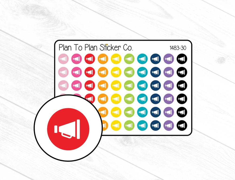1483-30~~Cheer Megaphone Icon Planner Stickers.