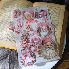 36 pcs Pink Christmas Translucent Vellum Matte Surface Paper Sticker Scrapbook