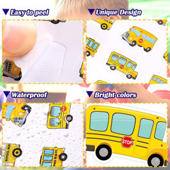 480 Pcs School Bus Stickers Album Cute Cartoon Transportation Crafts Kit for Kid