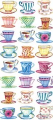 Violette Stickers Modern Teacups Tea Party Crafts Planner Supply Scrapbook