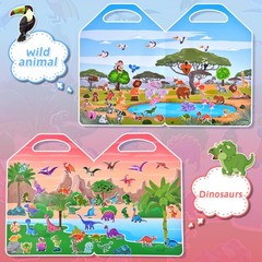6 Set (260pcs) Puffy Sticker Books Activity for , Animal, Farm, Dinosaurs, Sp…