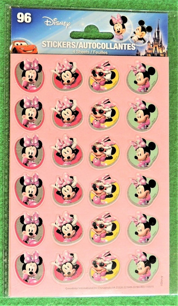 96pc Minnie Mouse Stickers Disney ~ 7/8″ Craft Scrapbook Decoration Greenbrier