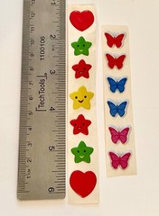Vintage Scratch Sniff Puffy Star Smiley FACE Red Heart Spring Butterfly Stickers
