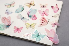 Butterfly sticker | butterflies nature pink blue insect themed PET plastic