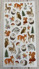 Stickers Woodland Animals Matte Finish Paper Raccoon Hedgehog Owl Deer Squirrel