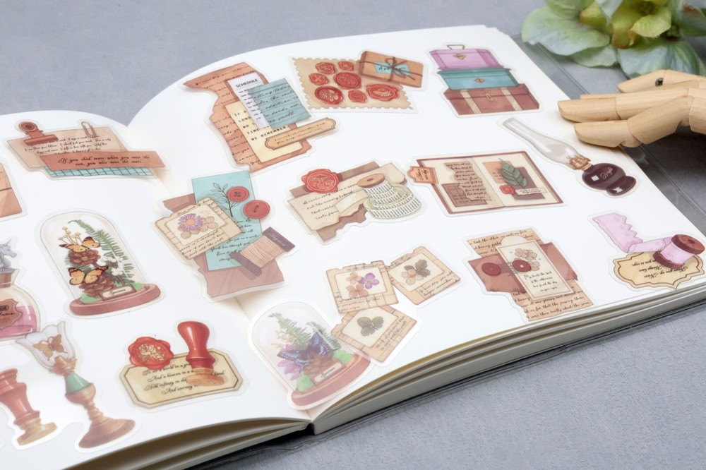 Stationery stickers PET Stickers Pack /watercolor wax seal stamp set paint brush
