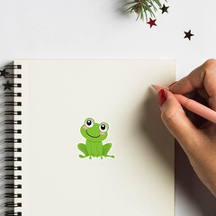 Cute Frog Stickers 1In 80-Pack for Scrapbooking, Arts, Crafts, Kids DIY