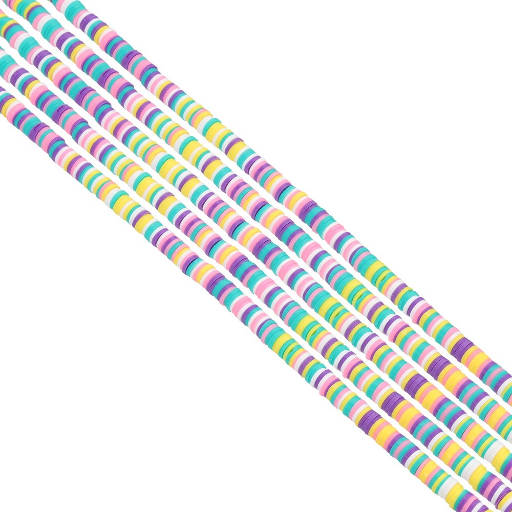 6mm 1750Pcs 5 Strands Polymer Clay Beads Spacer, Purple/Green/Pink/Yellow/White