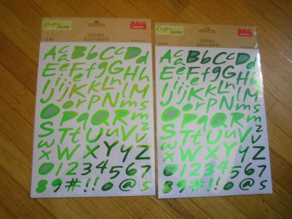 New ! 2 X 72 Pieces Crafter’s Square Alphabet Stickers Letter A to Z & Numbers