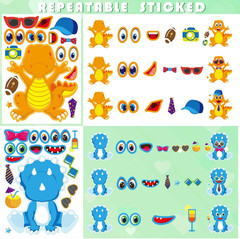 27 Sheet Dinosaur Stickers, Make Your Own Dinosaur Stickers for Kids，Make a Face