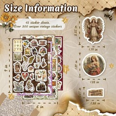 300 Pcs Vintage Stickers, Junk Journal Supplies, Cute Stickers for Journaling Su