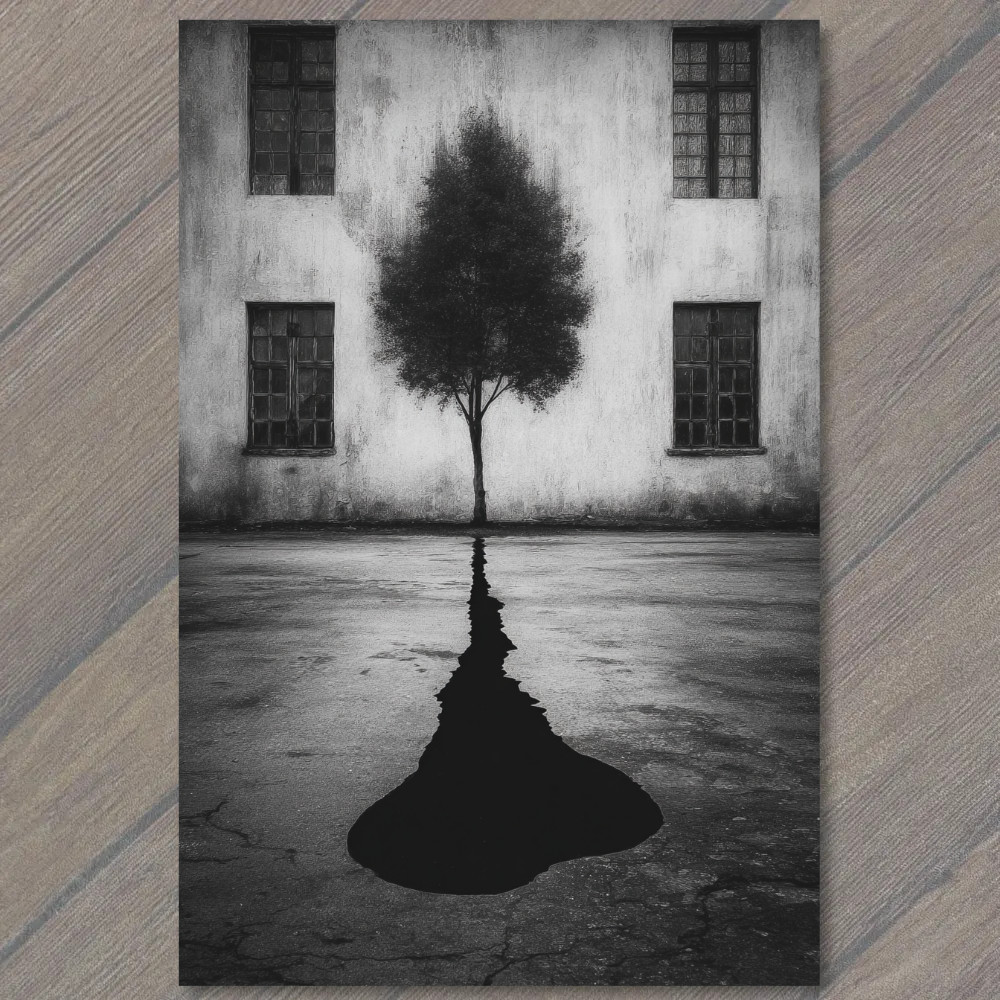 STICKER Shadow Tree Against Wall Urban Silhouette Texture Cracks Contrast