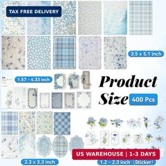 LIGHOON 400 Pcs Vintage Floral Scrapbook Paper, Floral Journaling Stickers Kit,