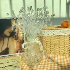 16 Stems Acrylic Glass Flower Bouquet Handmade Crystal Silver Glitter Berry B…