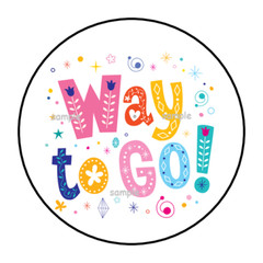 WAY TO GO ENVELOPE SEALS STICKERS LABELS TAGS 1.5″ ROUND CONGRATULATIONS (30)