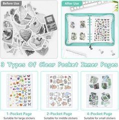 Sticker Storage Organizer Binder A5 Sticker Collecting Book Reusable Zipper