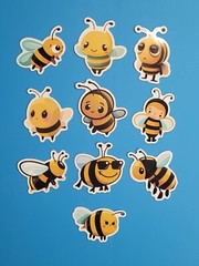 STICKERS x 10 Honey Bee Apiculture Beehive Cartoon Large Vinyl Sticker B12A