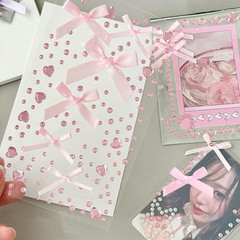 3 Sheets Love Heart Bow Face Gems Pink Blue Purple Glitter Gem Stickers Face Jew