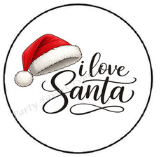 30 I LOVE SANTA CHRISTMAS ENVELOPE SEALS LABELS STICKERS PARTY FAVORS 1.5″ ROUND