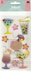 Jolee’s Boutique 3-D TROPICAL DRINKS Epoxy stickers 63849 Fast FREE Ship!
