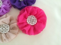 DIY LARGE Parisian Chiffon Flower with Pearl & Rhinestone Embellishment
