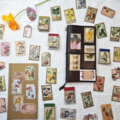 300 Pcs Scrapbook Washi Stickers,Vintage Flower Butterfly Botanical Sticker Book