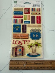 Making Memories Summer Fun! Vacation Bright 44 Puffy Stickers Words Scrapbooking