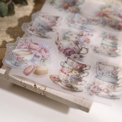 26 pcs Tea Cup Translucent Vellum Matte Surface Paper Sticker Scrapbook Craft