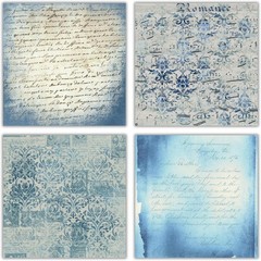 XERE 40 Sheets Blue Scrapbook Paper, 6×6 Ephemera Pattern Paper Pack for Journal