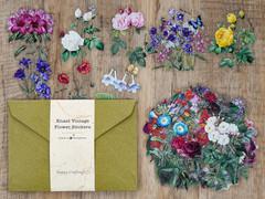 100Pieces Vintage Flower Stickers Set Big 3.4″ Waterproof Clear Botanical Floral