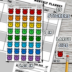 Alarm Clock Stickers, Mini Icon Reminder Planner stickers, Journals, Scrapbooks