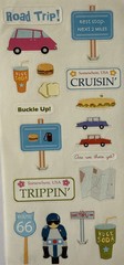 ROAD TRIP Stickers(19pc)Car •Vacation•Rest Stop•Somewhere, USA•Snacks•Map•Signs•