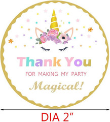 Unicorn Stickers – Thank You Party Favors – 50 Pack/2″