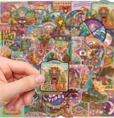 10pcs Spiritual Adventure Travel Stickers- Scrapbook, Crafts, Hippy Moon Child