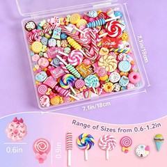 120Pcs Mixed Colors Cute Candy Slime Charms, 0.6–1.2 inches,