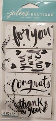 Lot of 6 packs JOLEE’S Boutique Black & White Brushy Sentiment Tags with ties
