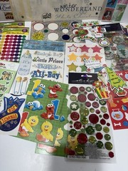 Vintage Huge Lot Of Stickers Christmas Dog Paw Elmo Twisted Whiskers Gibson