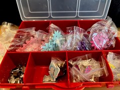 Organizer Box Of Brand New Brads:Flowers, Hearts, Birthday, Music Notes, Kitchen